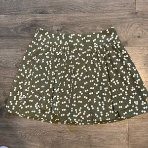 Forever 21 Skirt Olive  with Cream Dots .
